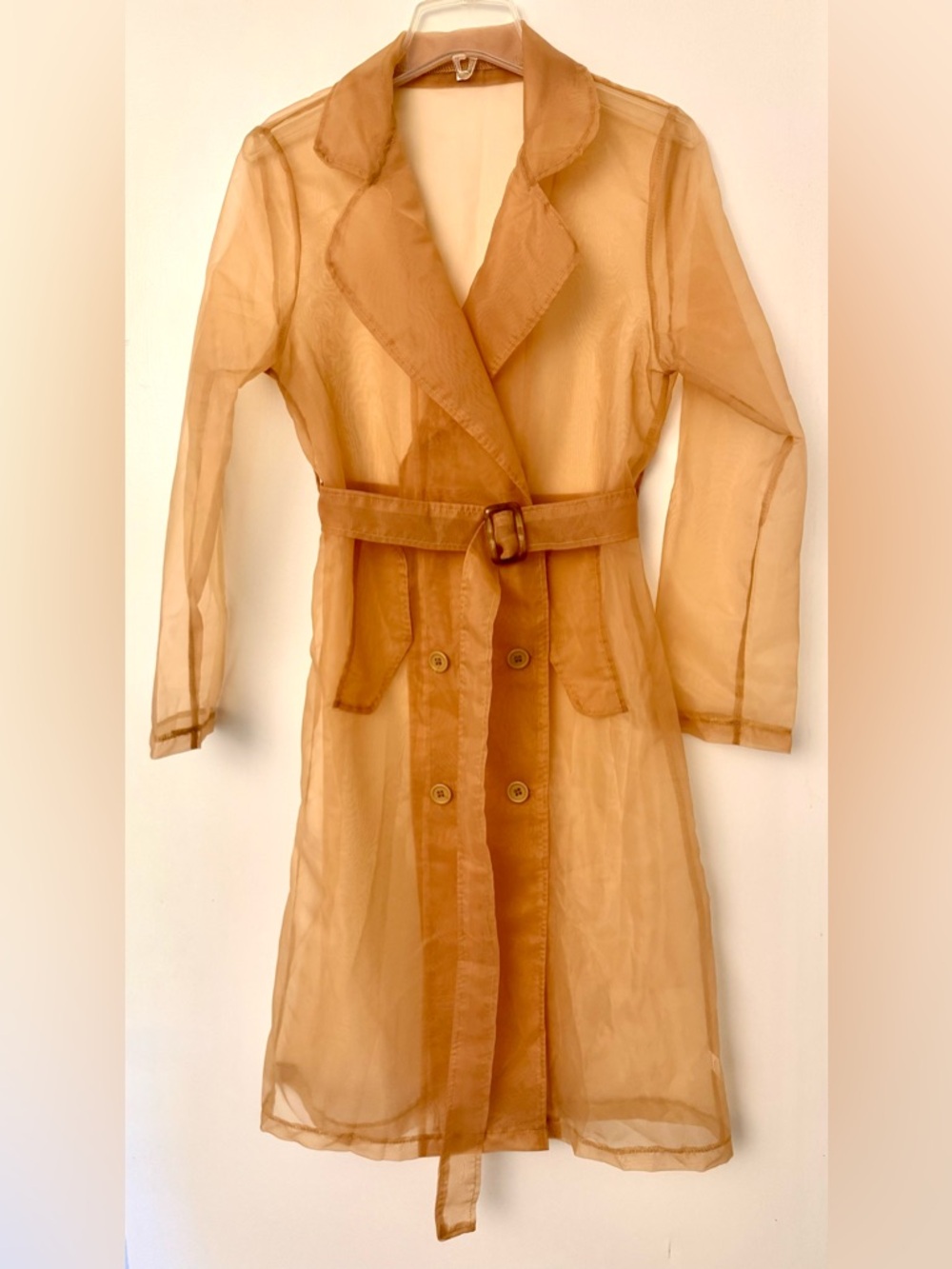 Sheer nude trench coat M